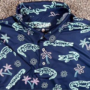 CHUBBIES Men’s Large The Neon Glades Performance All Over Print Polo Alligator